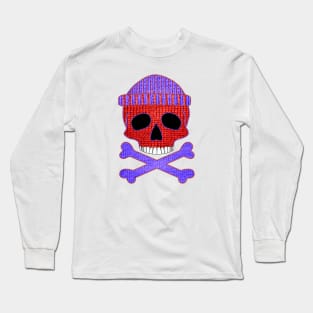 Beanie Skull and Knitted Crossbones Long Sleeve T-Shirt